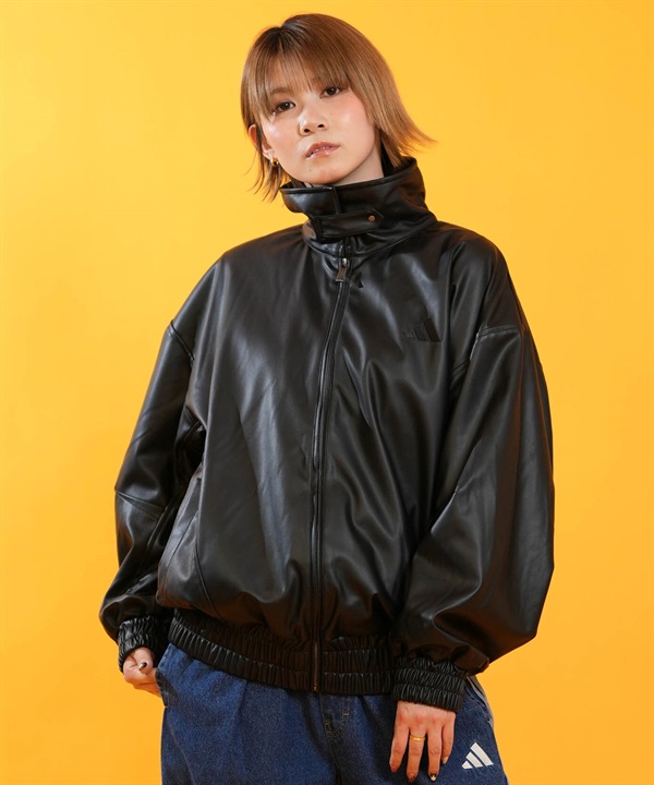 adidas アディダス アウター レディース スタジアム フェイクレザー ルーズフィット ジャケット HI844