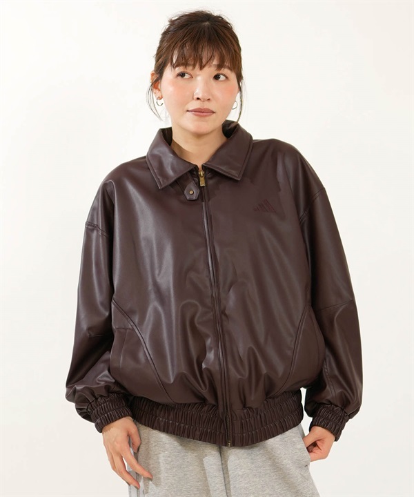 adidas アディダス アウター レディース スタジアム フェイクレザー ルーズフィット ジャケット HI844