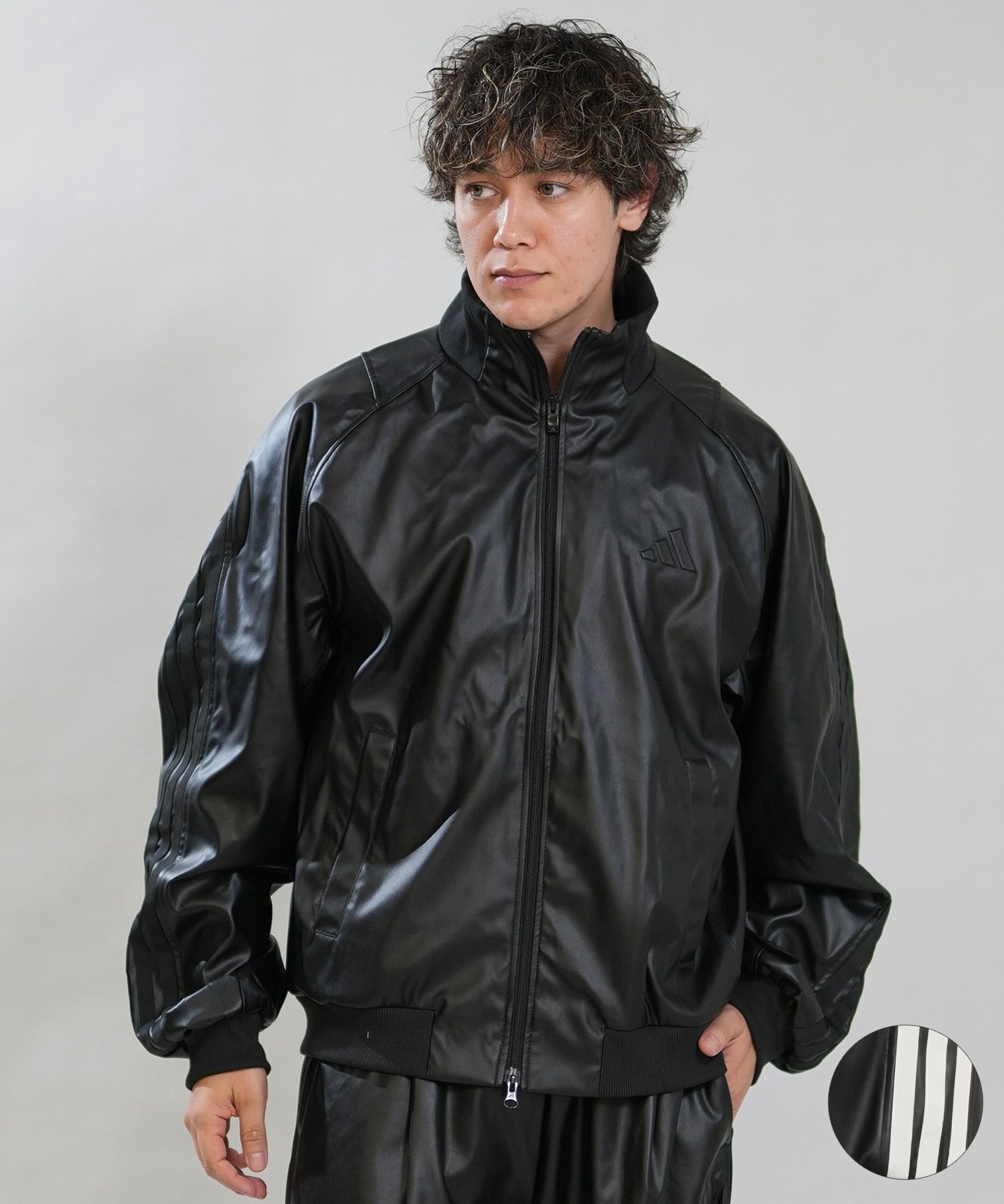 adidas アディダス ジャージ トラックジャケット メンズ レザー風