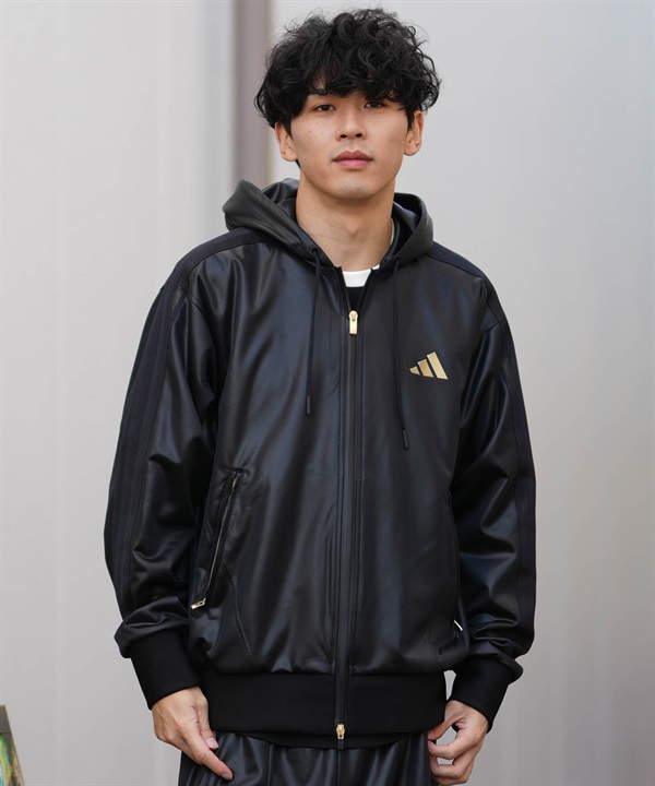adidas アディダス ジップアップ パーカー トラックジャケット メンズ Stadium Gold ルーズフィット フードトラックトップ TV847