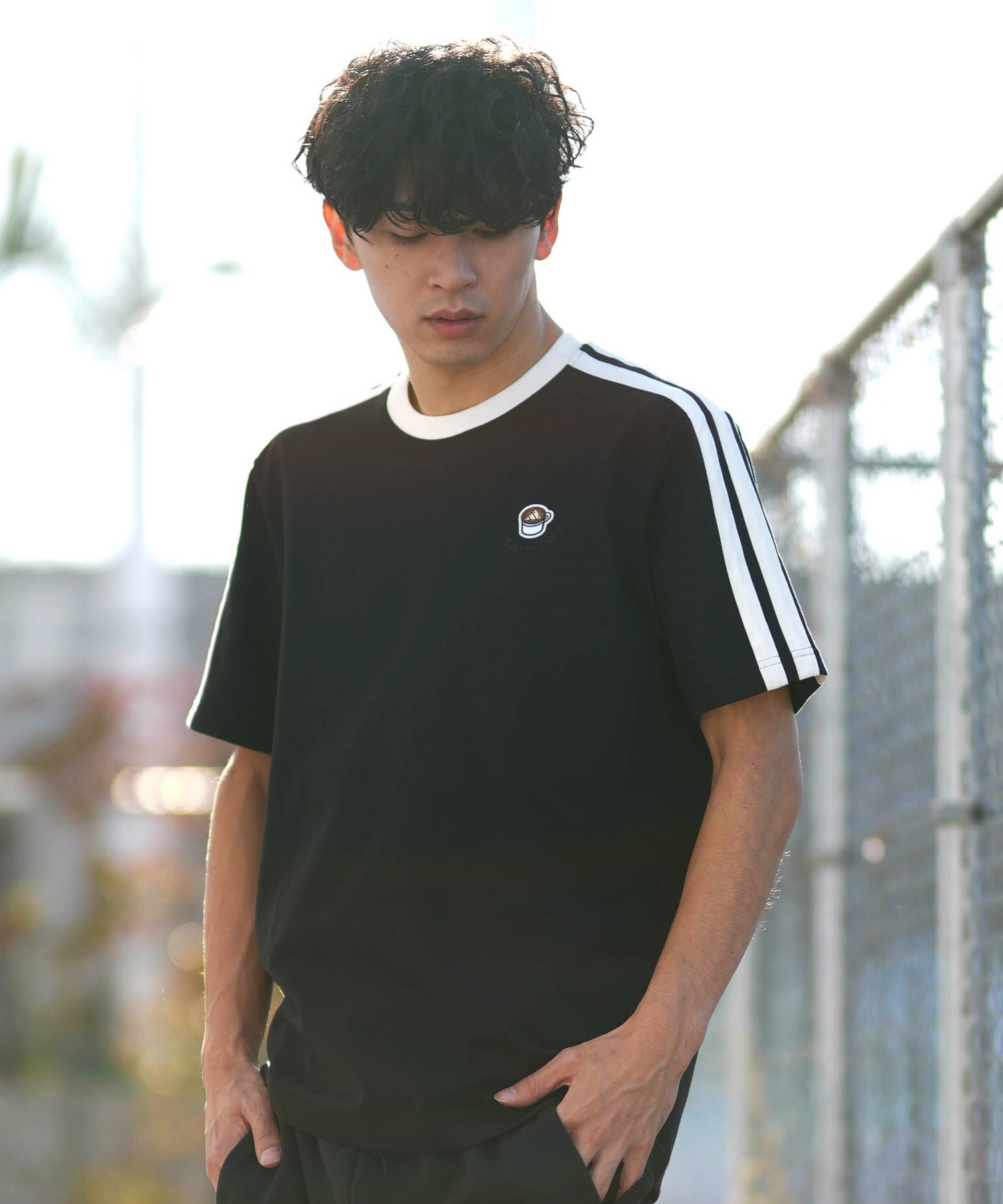 adidas アディダス 半袖 Tシャツ メンズ リンガーネック M COFFEE CUP