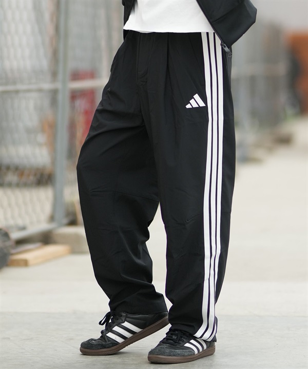 adidas アディダス ジャージ トラックパンツ メンズ ワンポイント ロゴ 軽パン ストレッチコミュータールーズテーパードパンツ RK575