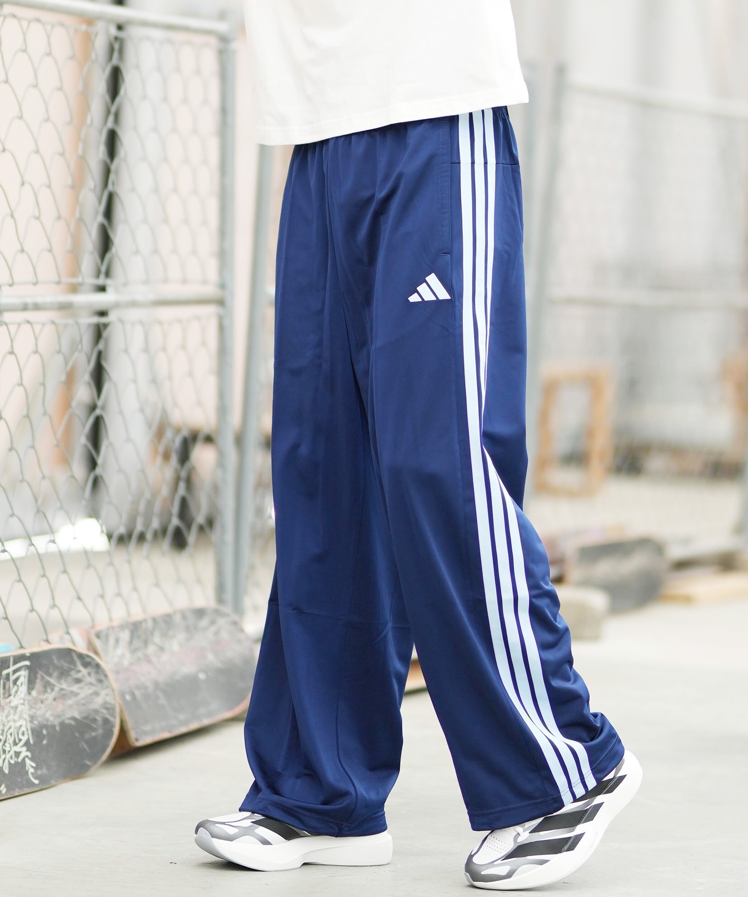 adidas アディダス ジャージ トラックパンツ トレフォイル メンズ M 青 adidasアディダス トレフォイル ロゴ刺繍 トラックパンツ 青×白 L