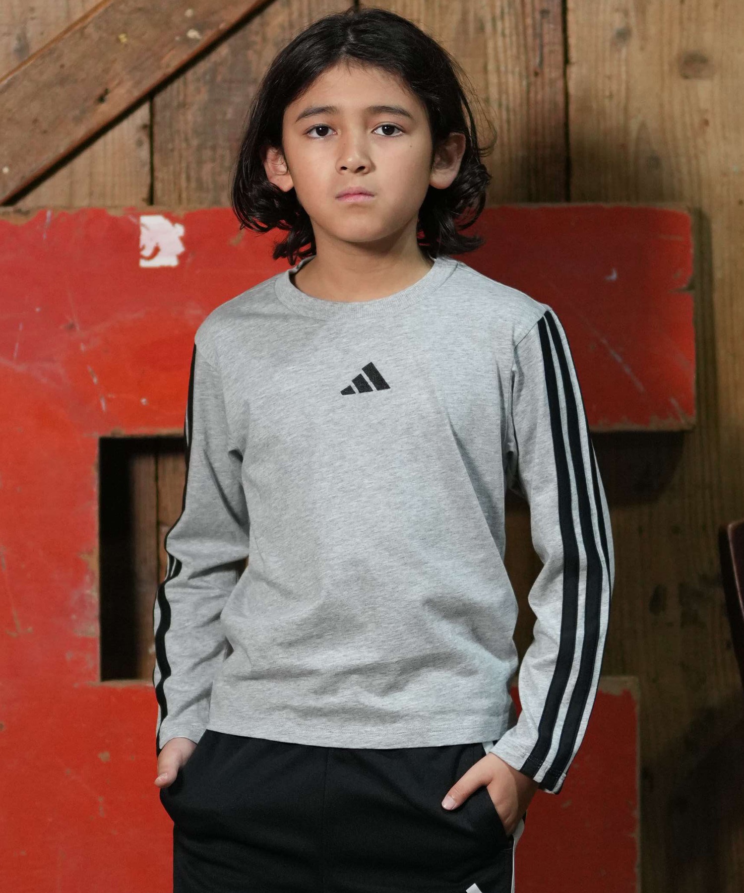 adidas アディダス 長袖 Tシャツ ロンT キッズ 子供 スポーティー