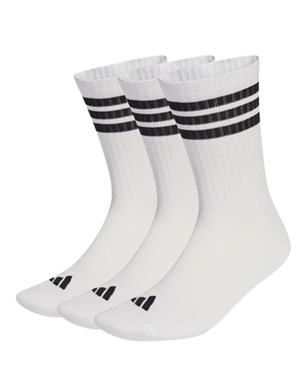 adidas アディダス ソックス 靴下 スリーストライプス クッション クルーソックス 3足組 UW730