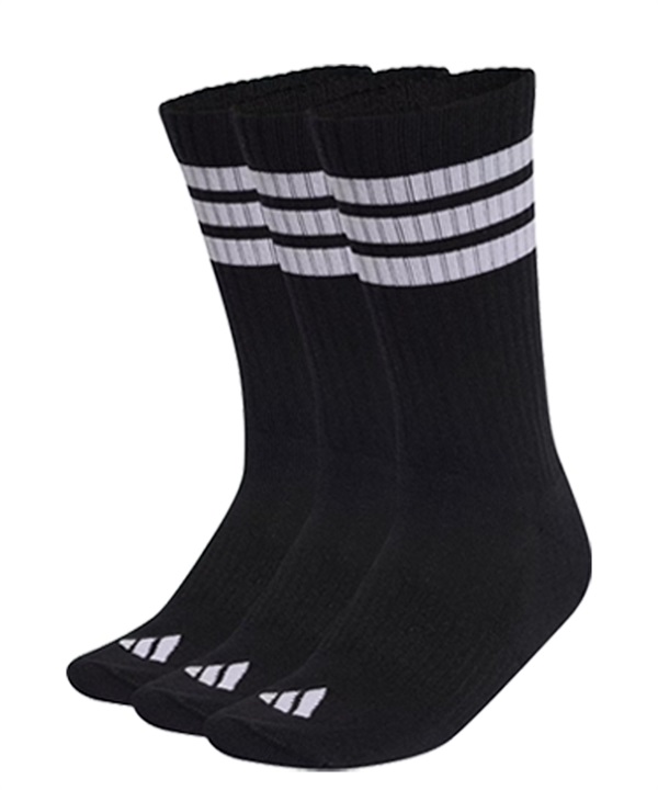 adidas アディダス ソックス 靴下 スリーストライプス クッション クルーソックス 3足組 UW730