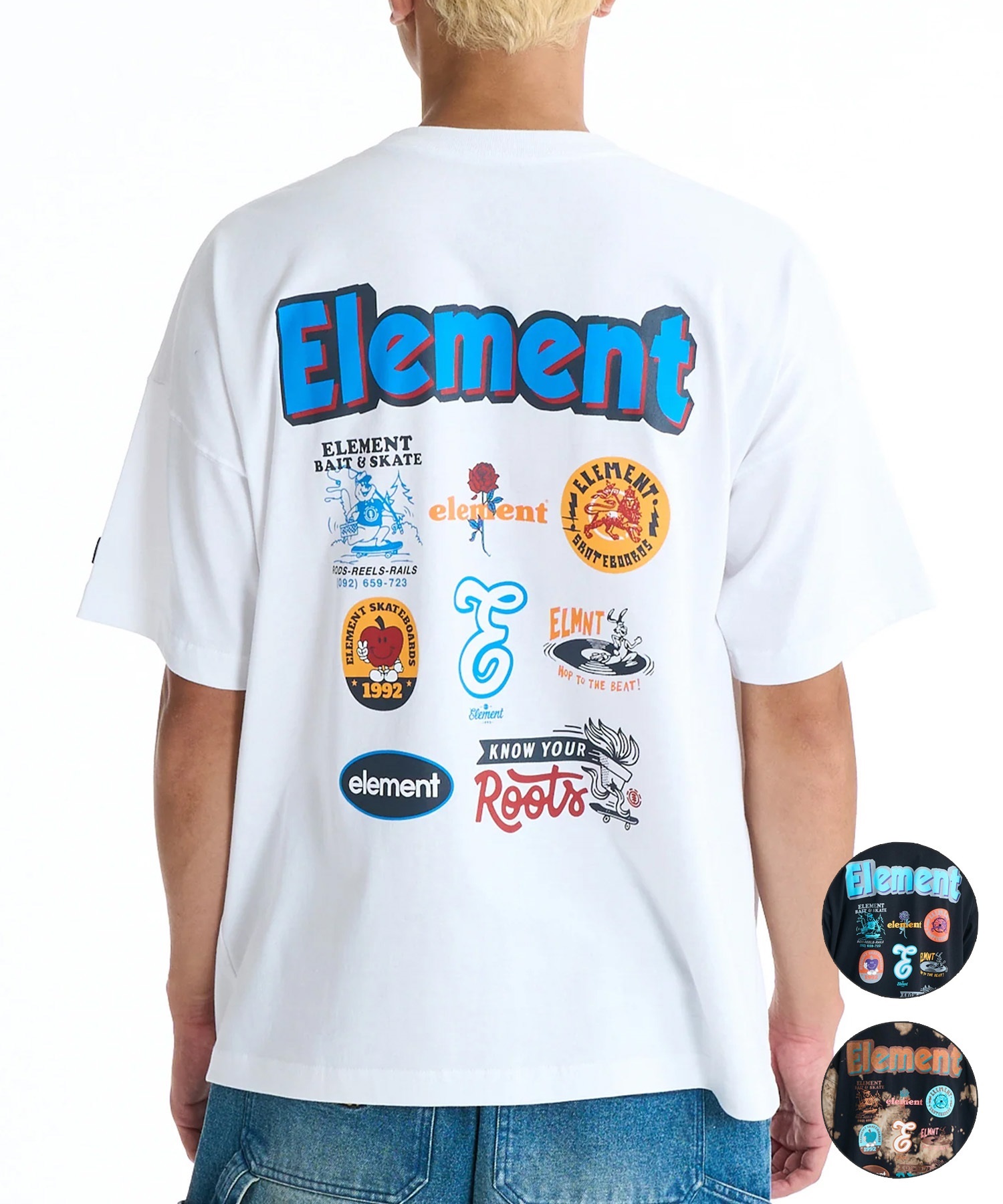 ELEMENT エレメント 半袖 Tシャツ メンズ バックプリント BG021203(WHT-M)