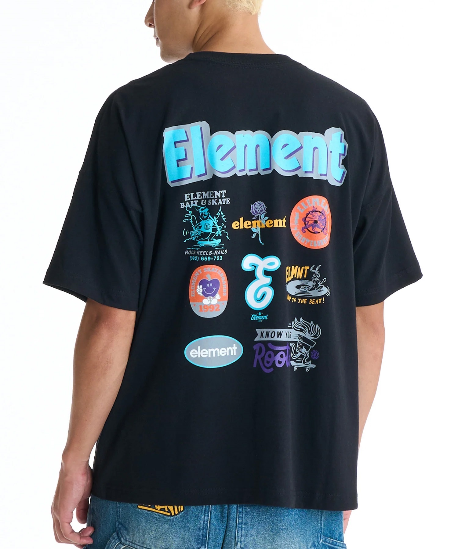 ELEMENT エレメント 半袖 Tシャツ メンズ バックプリント BG021203(FBK-M)