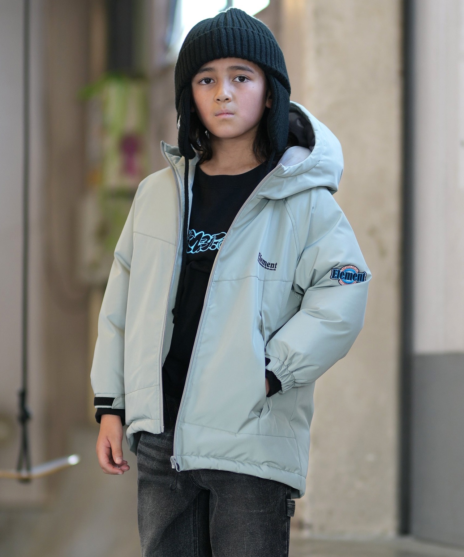 ELEMENT エレメント 中綿ジャケット キッズ 子供 ロング丈 フード付き
