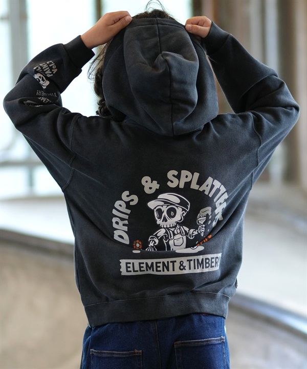 ELEMENT エレメント プルオーバー パーカー フーディー キッズ 子供 ロゴ バックプリント 裏毛 BG026021