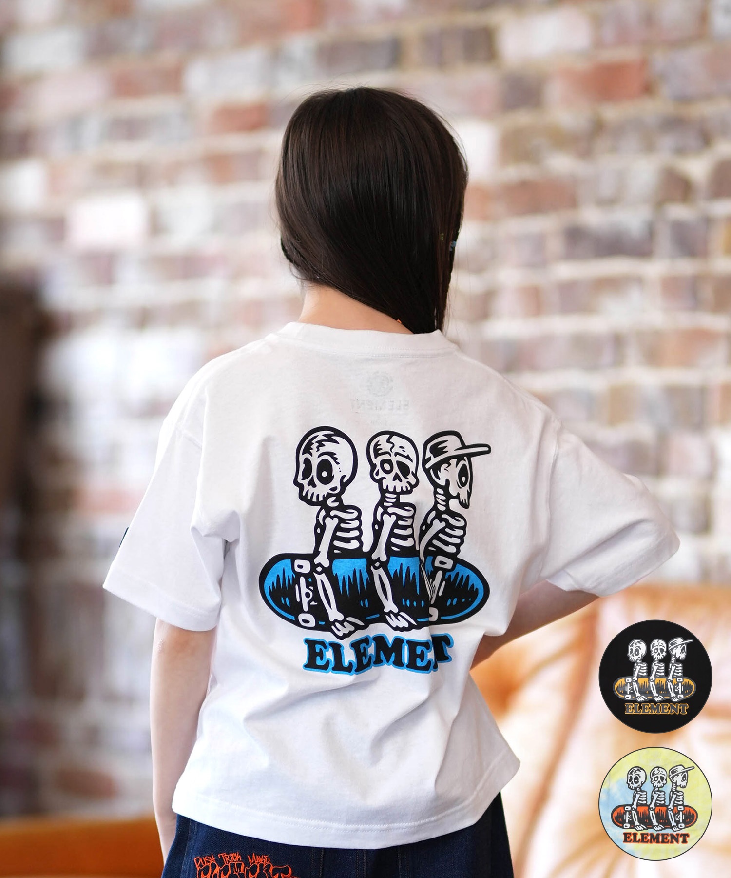 ELEMENT エレメント 半袖 Tシャツ キッズ ジュニア 子供 ロゴ バックプリント BG025250(WHT-130cm)