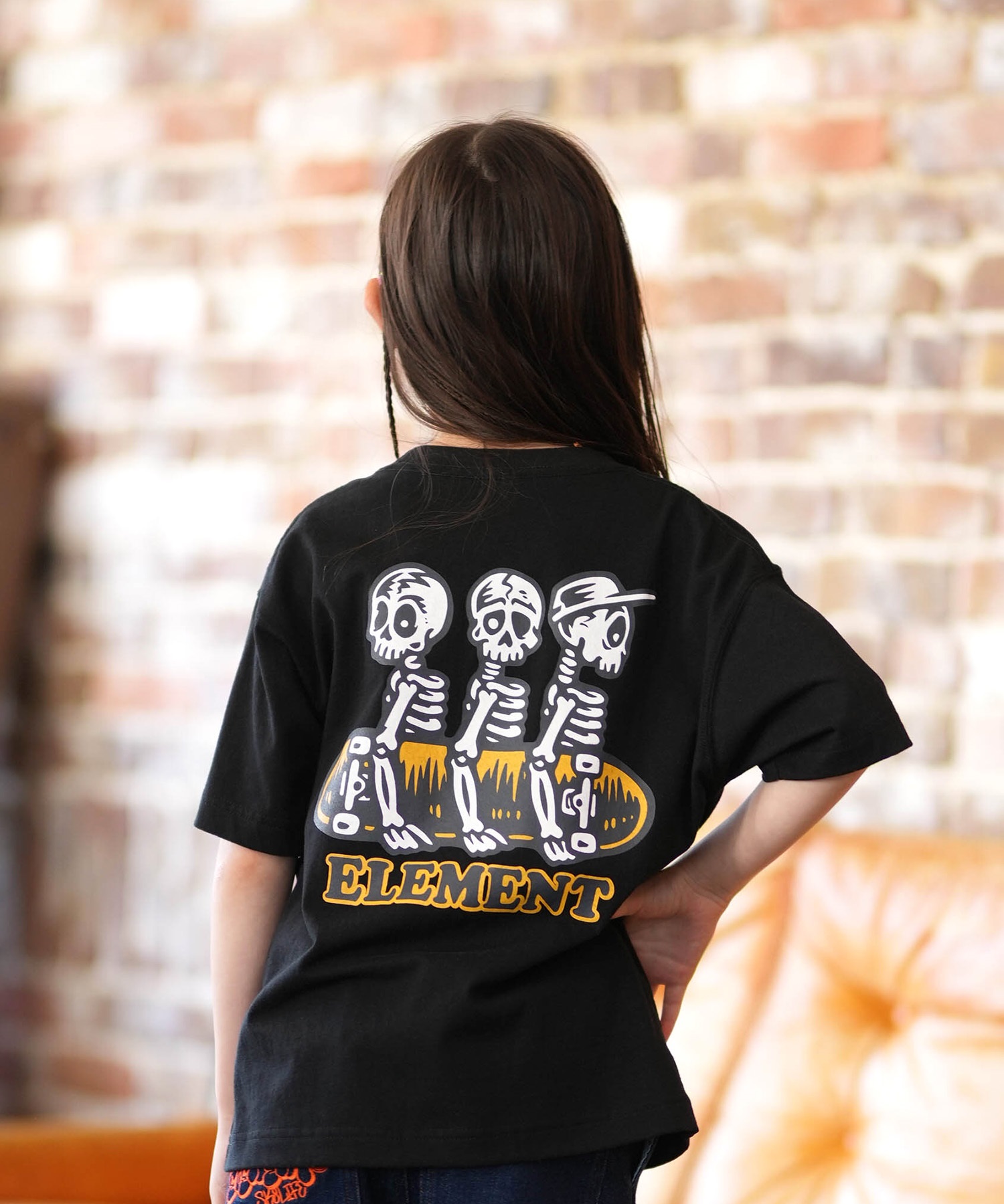 ELEMENT エレメント 半袖 Tシャツ キッズ ジュニア 子供 ロゴ バックプリント BG025250(FBK-130cm)