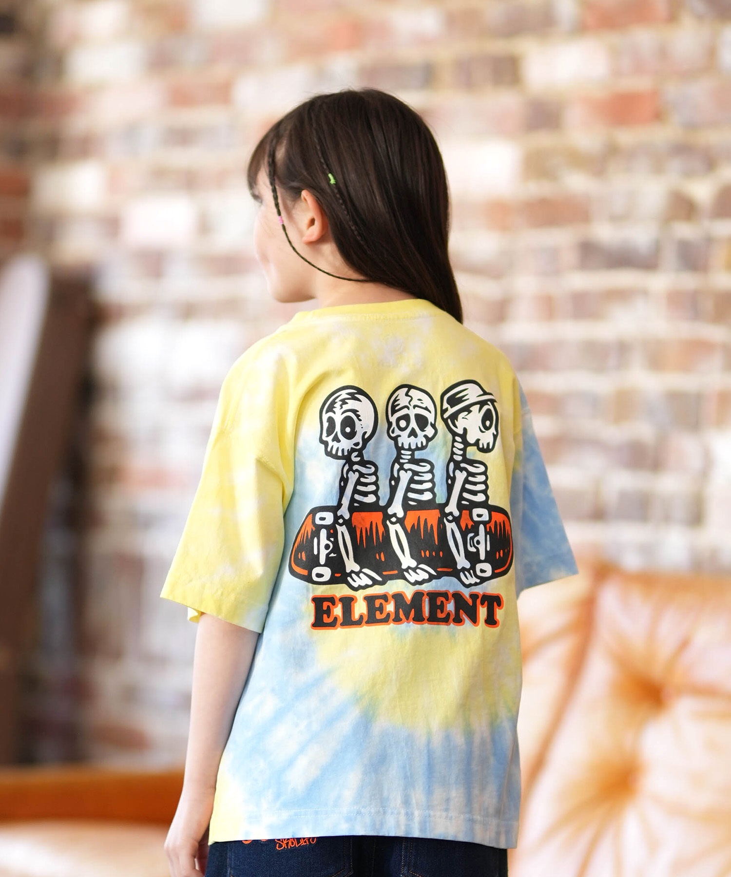 ELEMENT エレメント 半袖 Tシャツ キッズ ジュニア 子供 ロゴ バックプリント BG025250(BYT-130cm)