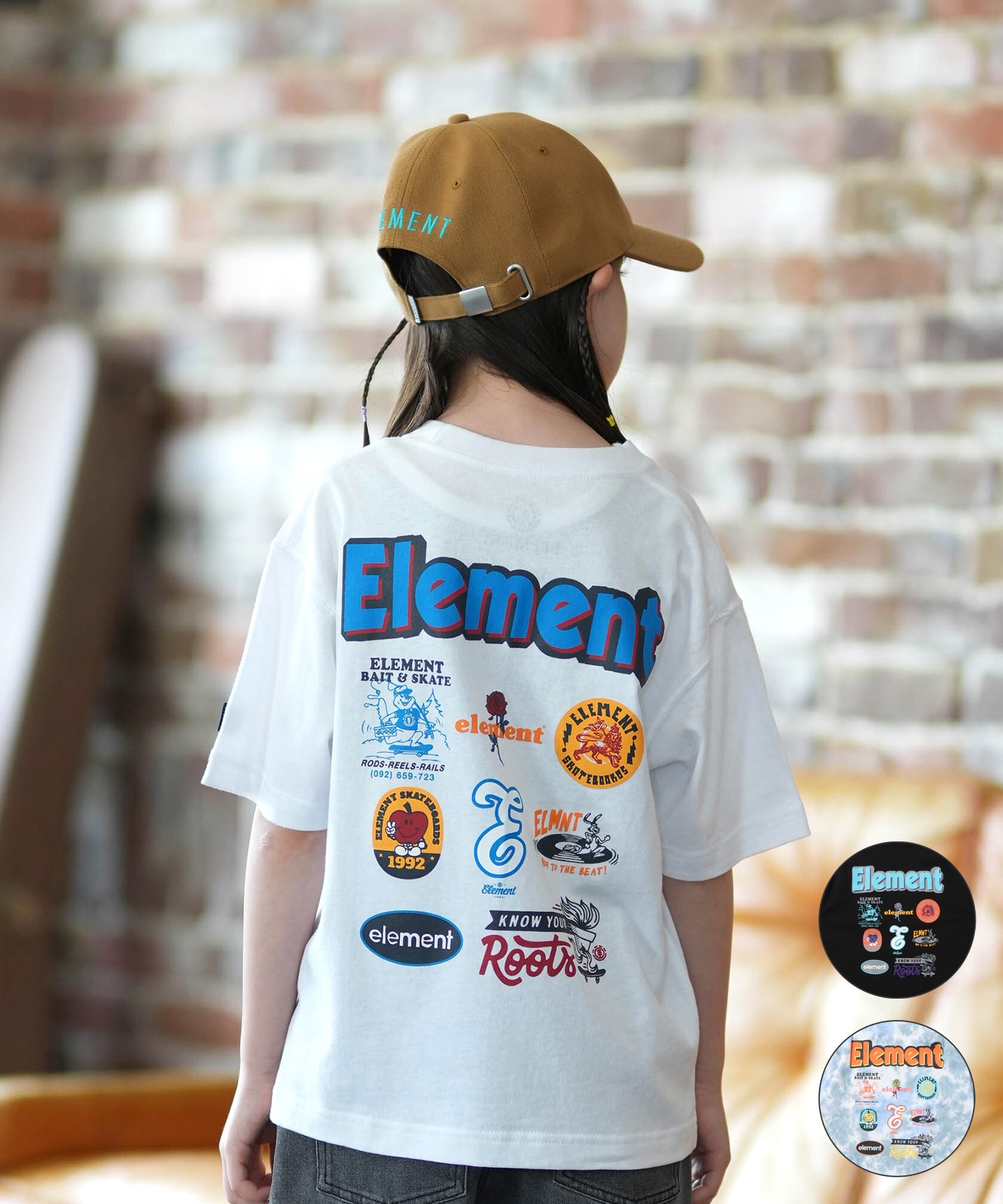 ELEMENT エレメント 半袖 Tシャツ キッズ ジュニア 子供 ロゴ バックプリント BG025254(WHT-130cm)