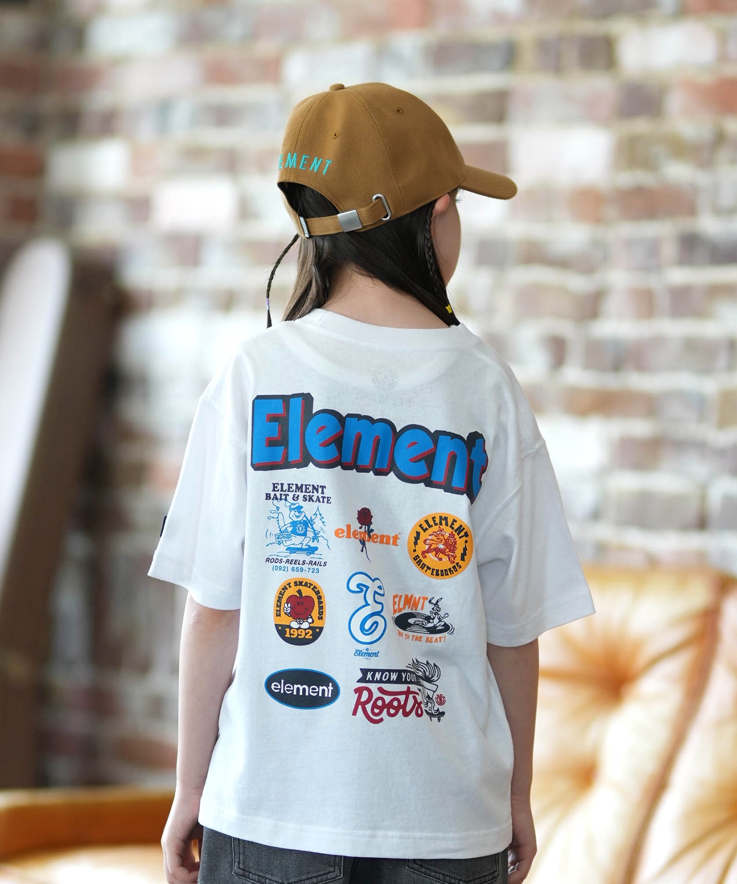 ELEMENT エレメント 半袖 Tシャツ キッズ ジュニア 子供 ロゴ バックプリント BG025254(WHT-130cm)