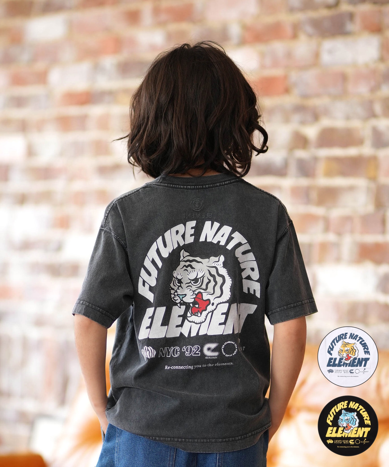 ELEMENT エレメント 半袖 Tシャツ キッズ ジュニア 子供 ロゴ バックプリント BG025258(WHT-130cm)