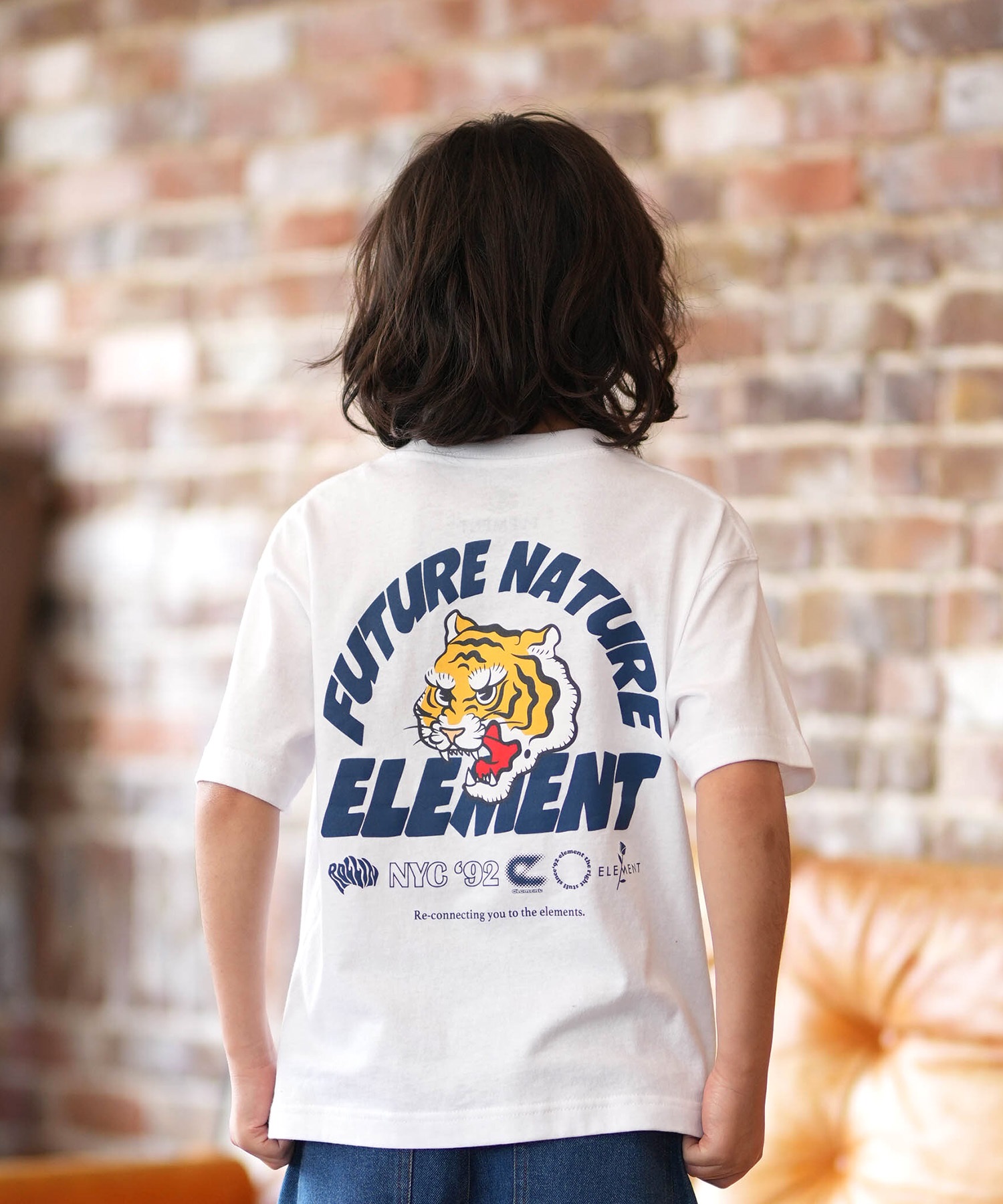 ELEMENT エレメント 半袖 Tシャツ キッズ ジュニア 子供 ロゴ バックプリント BG025258(WHT-130cm)