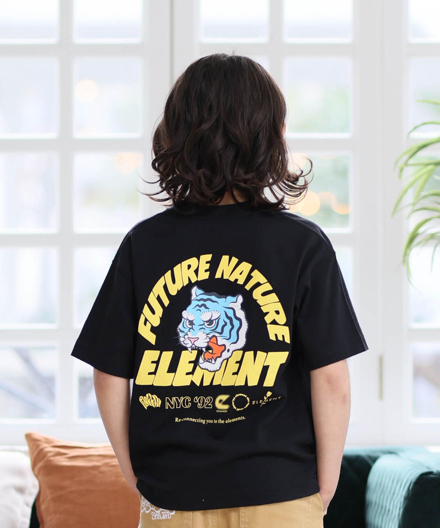 ELEMENT エレメント 半袖 Tシャツ キッズ ジュニア 子供 ロゴ バックプリント BG025258(FBK-130cm)