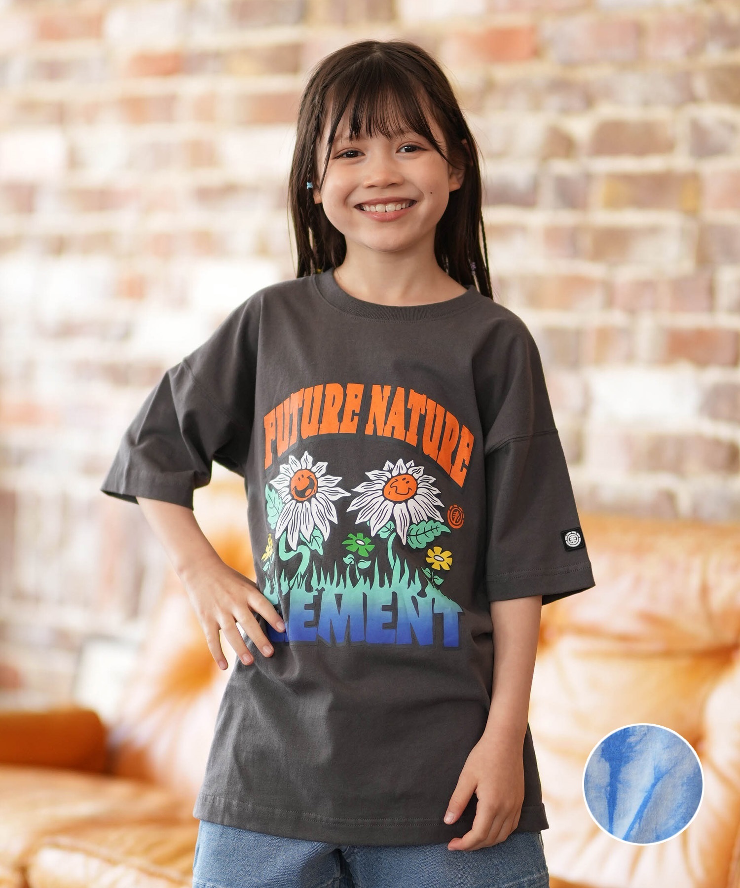 ELEMENT エレメント 半袖 Tシャツ キッズ ジュニア 子供 オーバーサイズ FLOWER SS G BG025P06(BSP-130cm)