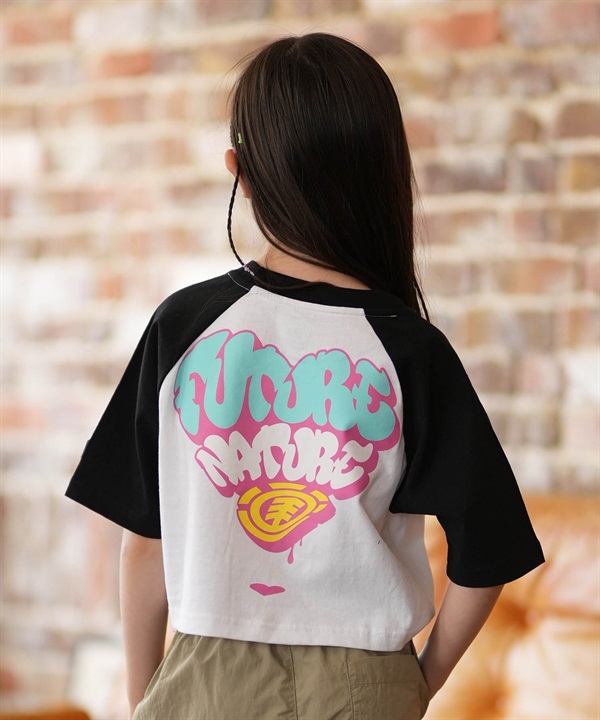 ELEMENT エレメント 半袖 Tシャツ キッズ ジュニア 子供 クロップド丈 ショート丈 RAGLAN WIDE SS G BG025P08