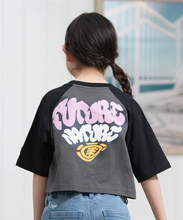 ELEMENT エレメント 半袖 Tシャツ キッズ ジュニア 子供 クロップド丈 ショート丈 RAGLAN WIDE SS G BG025P08