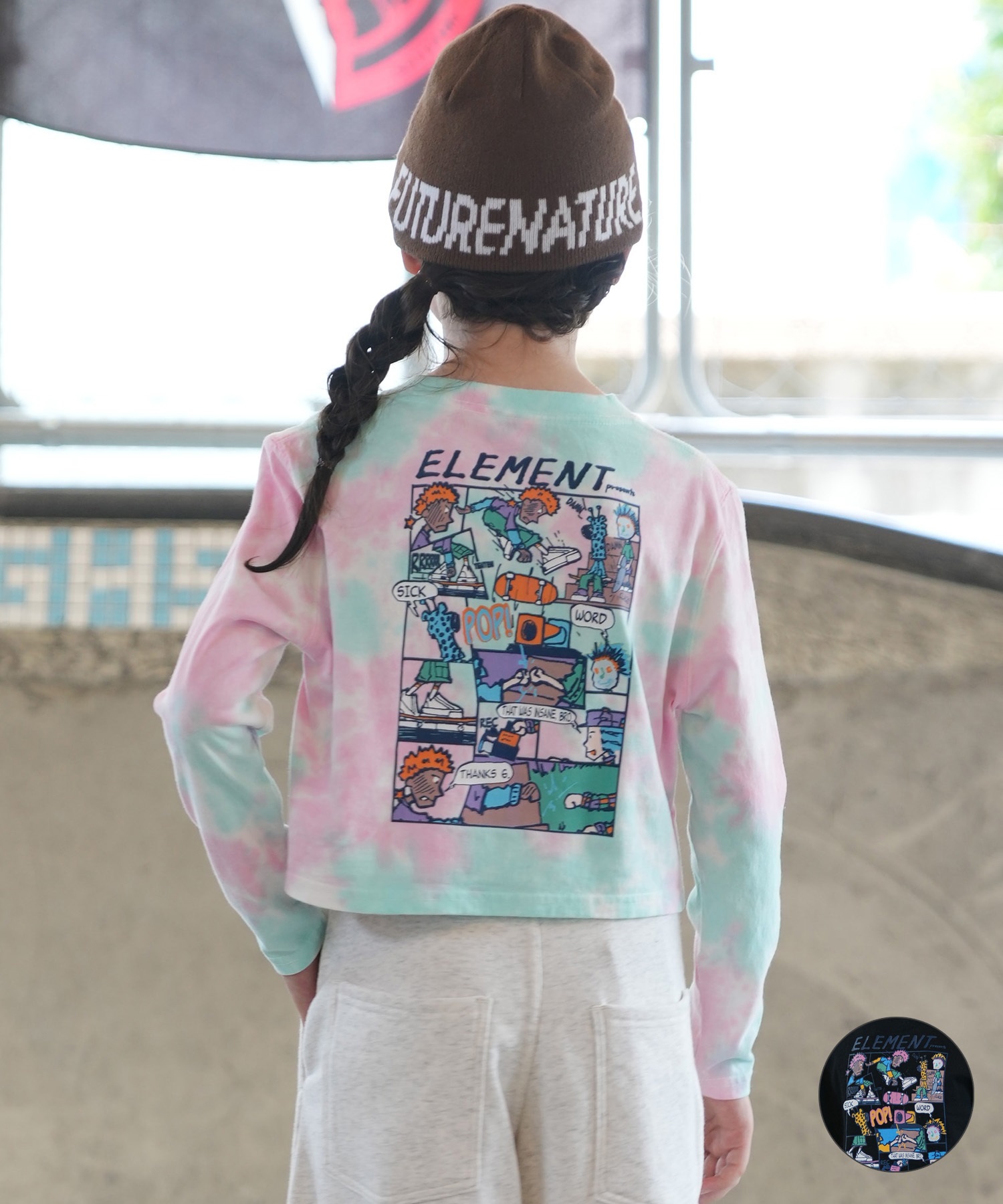 ロット 長袖 ゲームシャツ 幾何学柄 襟付 L 緑紫赤 ポリエステル スポーツ ELEMENT エレメント 長袖 Tシャツ ロンT キッズ 子供 ショート丈