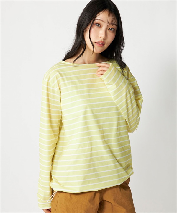 OP オーシャンパシフィック 水着 ラッシュガード 長袖 Tシャツ ロンT レディース 水陸両用 ボーダー UVカット 526469