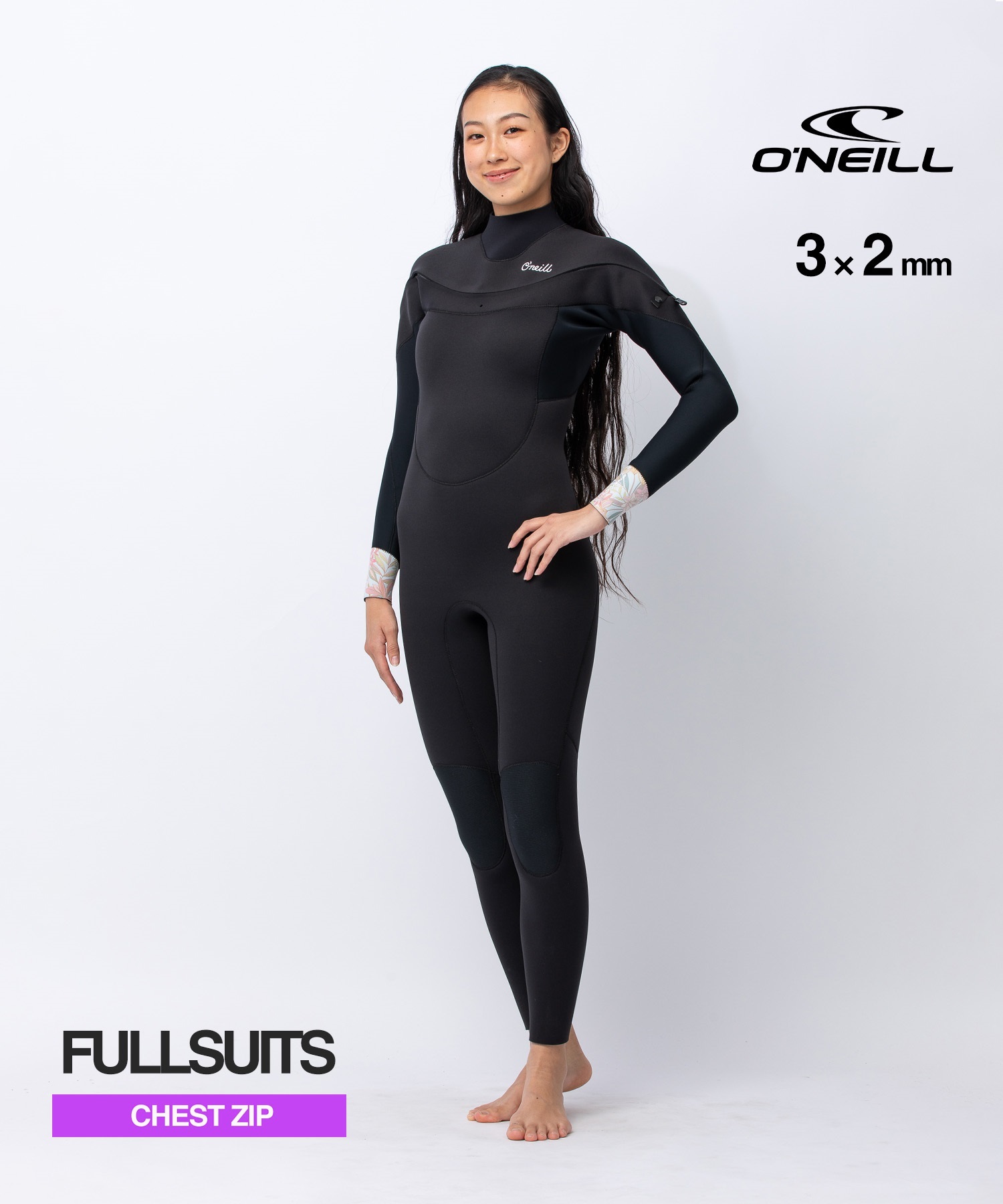 ONEILL オニール チェストジップ ムラサキ MSS-626A6 ウェットスーツ フルスーツ レディース(BK/DL-MS)