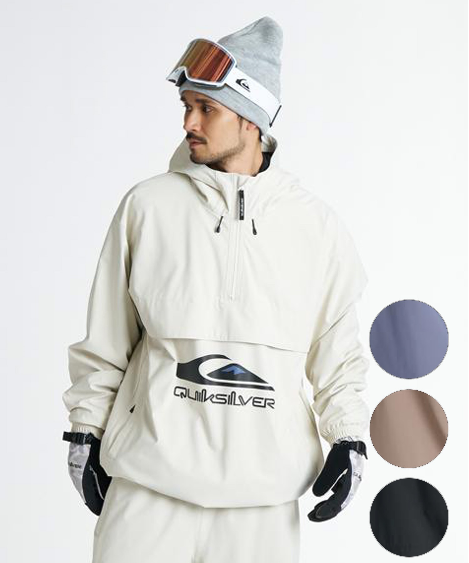 00s Y2K スノーボードジャケット ハーフジップ パイピングアノラック 白 Oakley - 00s Y2K スノーボードジャケット ハーフジップ パイピング