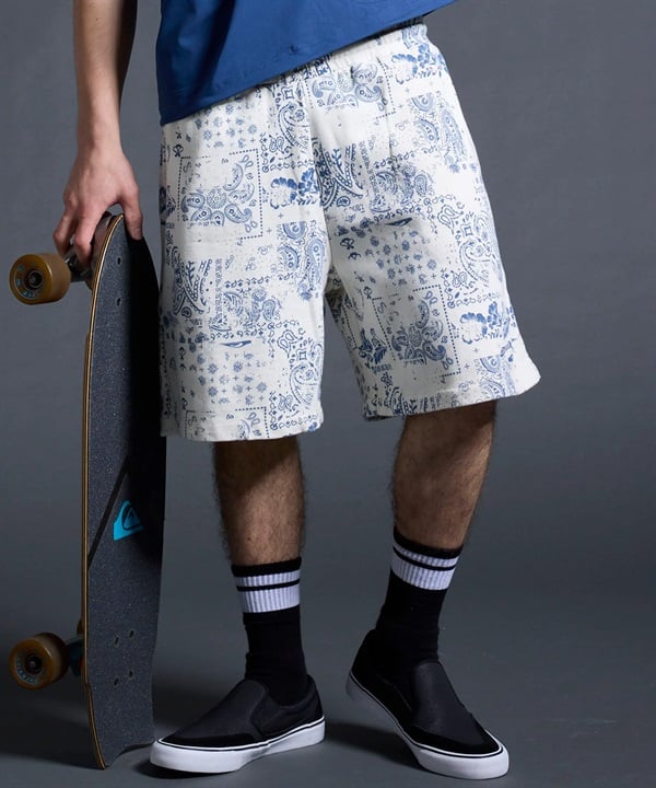 QUIKSILVER クイックシルバー ハーフパンツ ショートパンツ メンズ スウェットショーツ ペイズリー柄 フリース生地 セットアップ対応 QWS262004