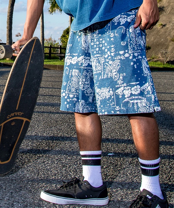 QUIKSILVER クイックシルバー ハーフパンツ ショートパンツ メンズ スウェットショーツ ペイズリー柄 フリース生地 セットアップ対応 QWS262004