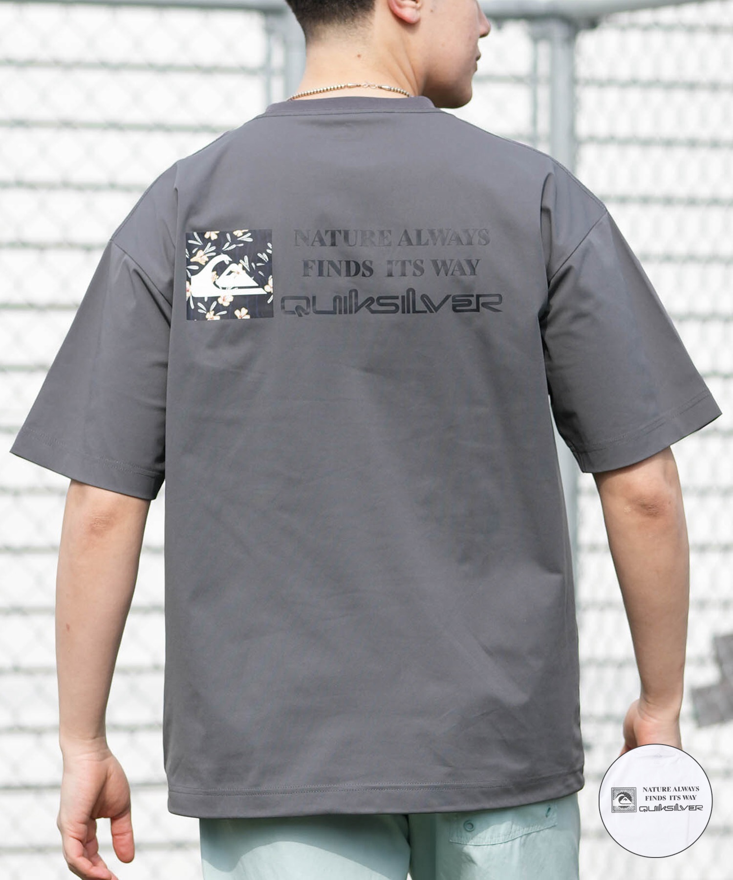 QUIKSILVER クイックシルバー 水着 ラッシュガード 半袖 Tシャツ メンズ UVカット 速乾 接触冷感 水陸両用 QLY261625M ムラサキスポーツ限定(WHT-M)