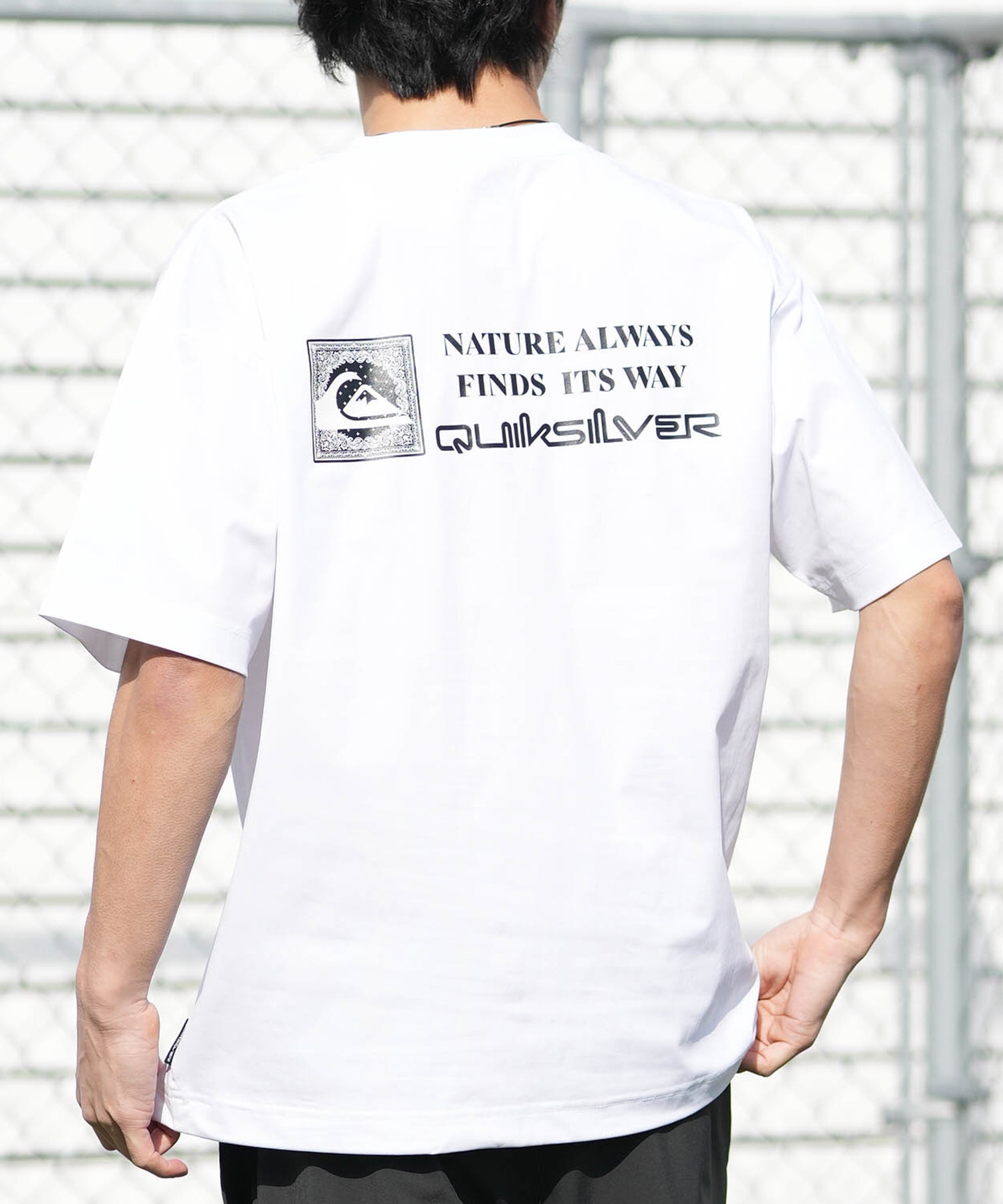 QUIKSILVER クイックシルバー 水着 ラッシュガード 半袖 Tシャツ メンズ UVカット 速乾 接触冷感 水陸両用 QLY261625M ムラサキスポーツ限定(WHT-M)