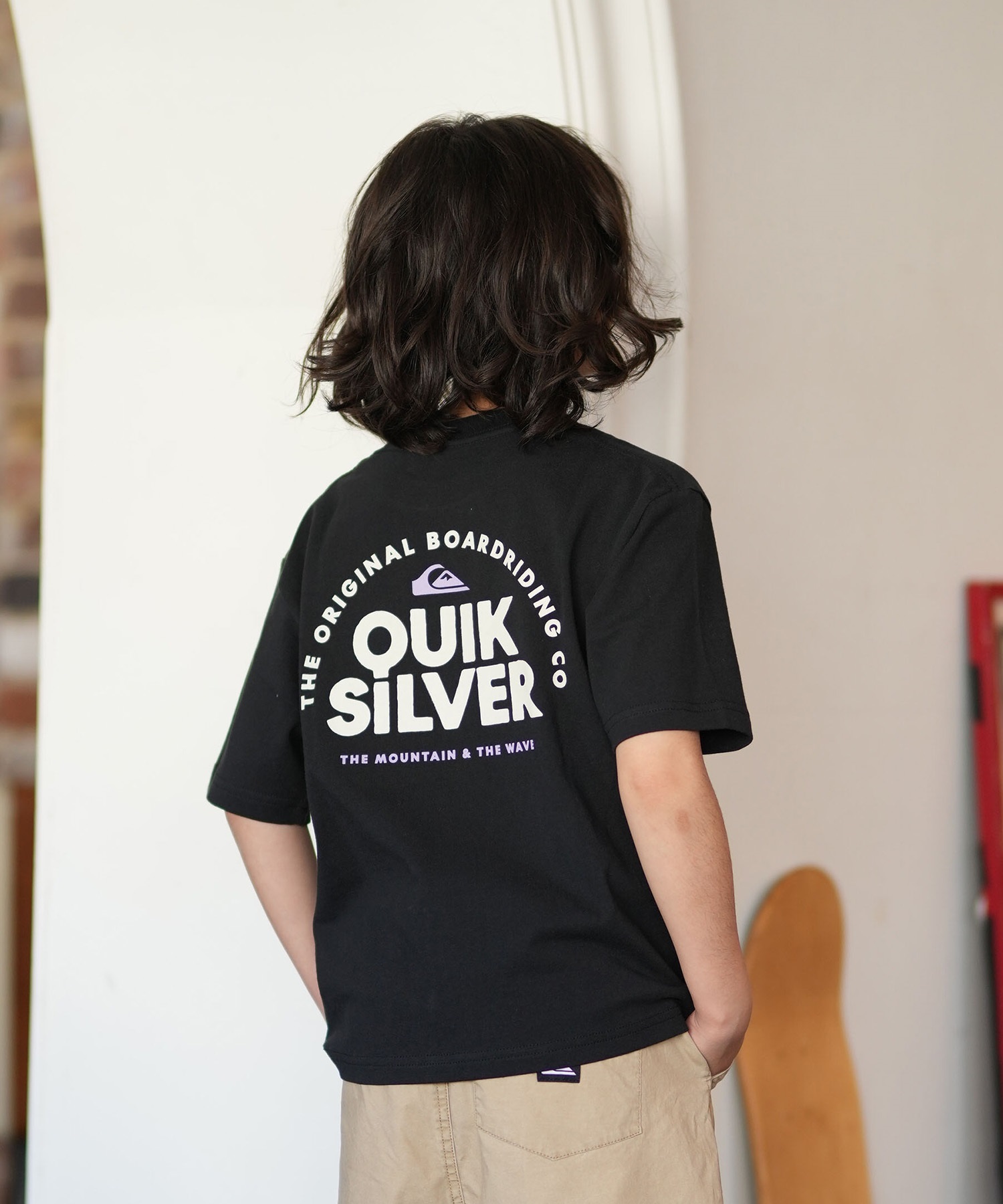 QUIKSILVER クイックシルバー 半袖 Tシャツ キッズ ジュニア 子供 バックプリント KST261601M ムラサキスポーツ限定(BLK-130cm)