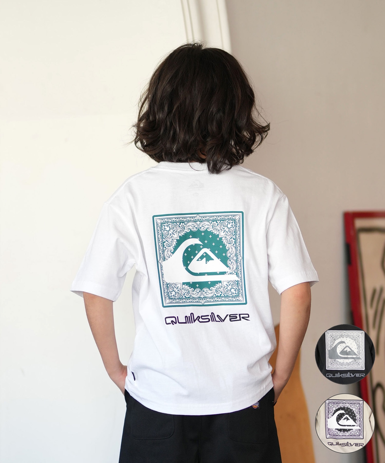 QUIKSILVER クイックシルバー 半袖 Tシャツ キッズ ジュニア 子供 バックプリント KST261602M ムラサキスポーツ限定(BLK-130cm)
