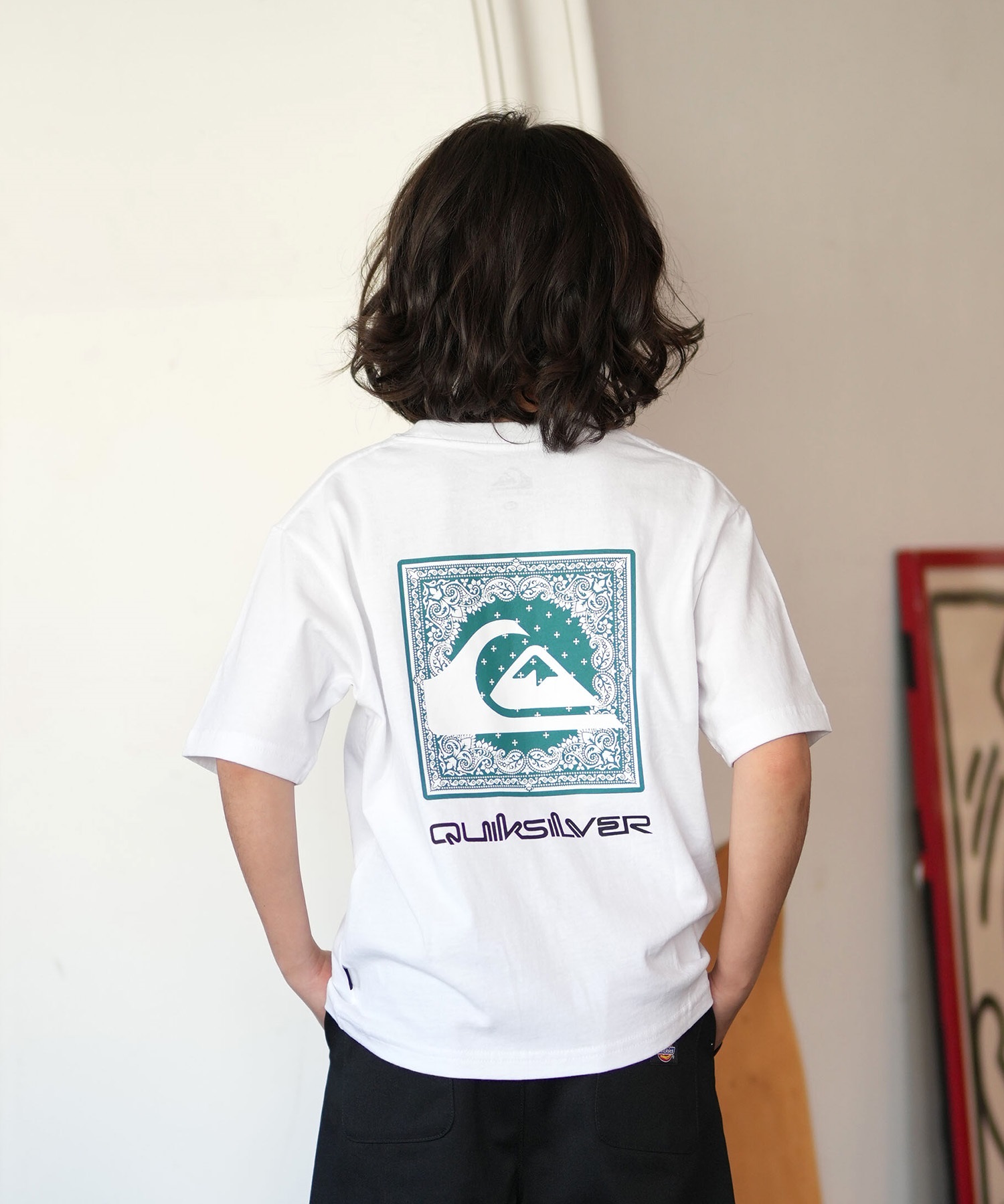 QUIKSILVER クイックシルバー 半袖 Tシャツ キッズ ジュニア 子供 バックプリント KST261602M ムラサキスポーツ限定(WHT-130cm)