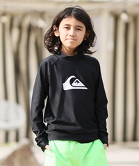 QUIKSILVER クイックシルバー 水着 ラッシュガード 長袖 Tシャツ ロンT キッズ ALL TIME LR YOUTH KLY261001(BLK1-120cm)