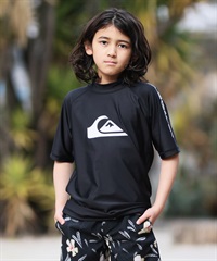 QUIKSILVER クイックシルバー 水着 ラッシュガード 半袖 Tシャツ キッズ ジュニア ALL TIME SR YOUTH KLY261003(BLK1-120cm)