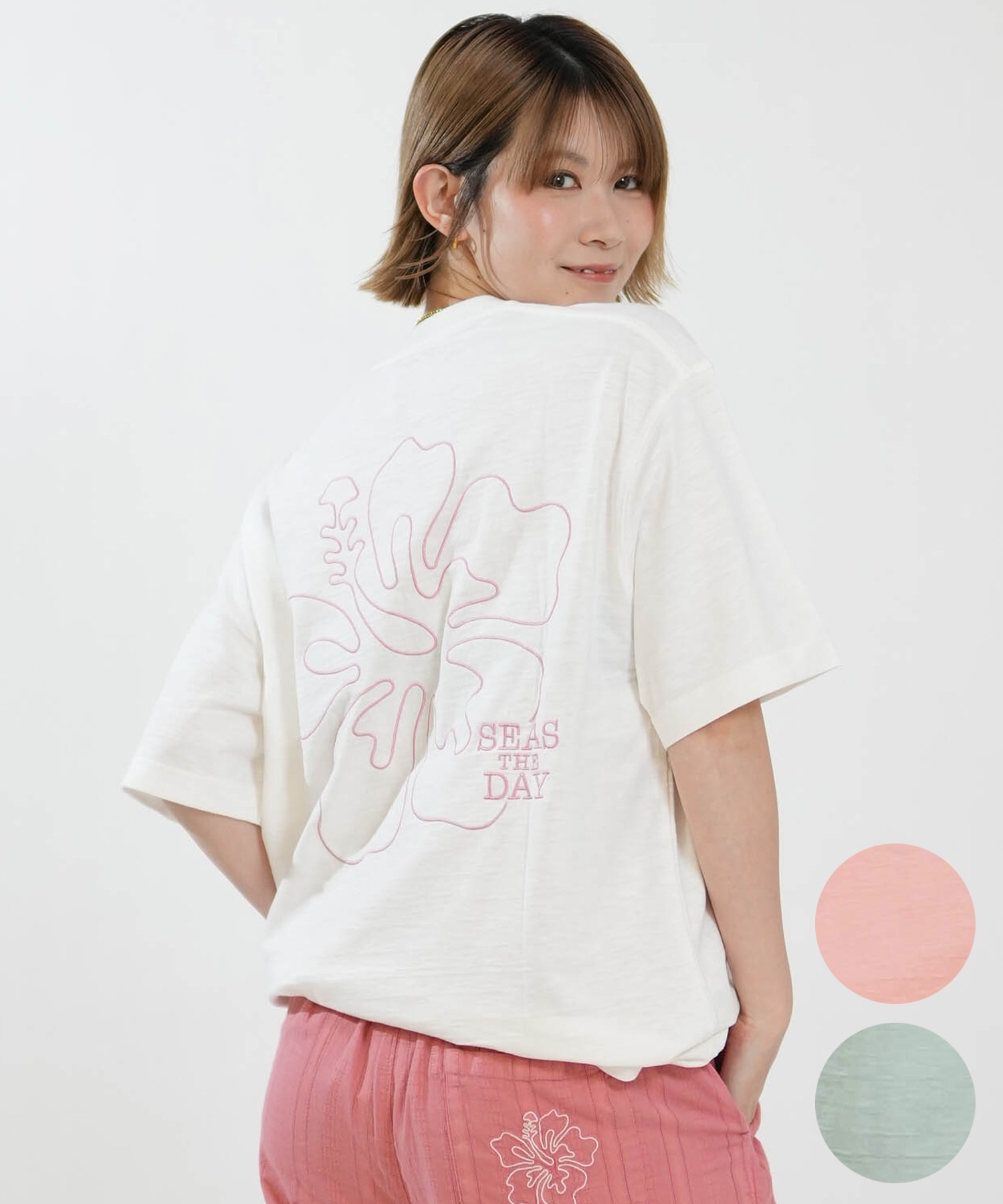 HULALANI フララニ 半袖 Tシャツ レディース バックプリント 花柄