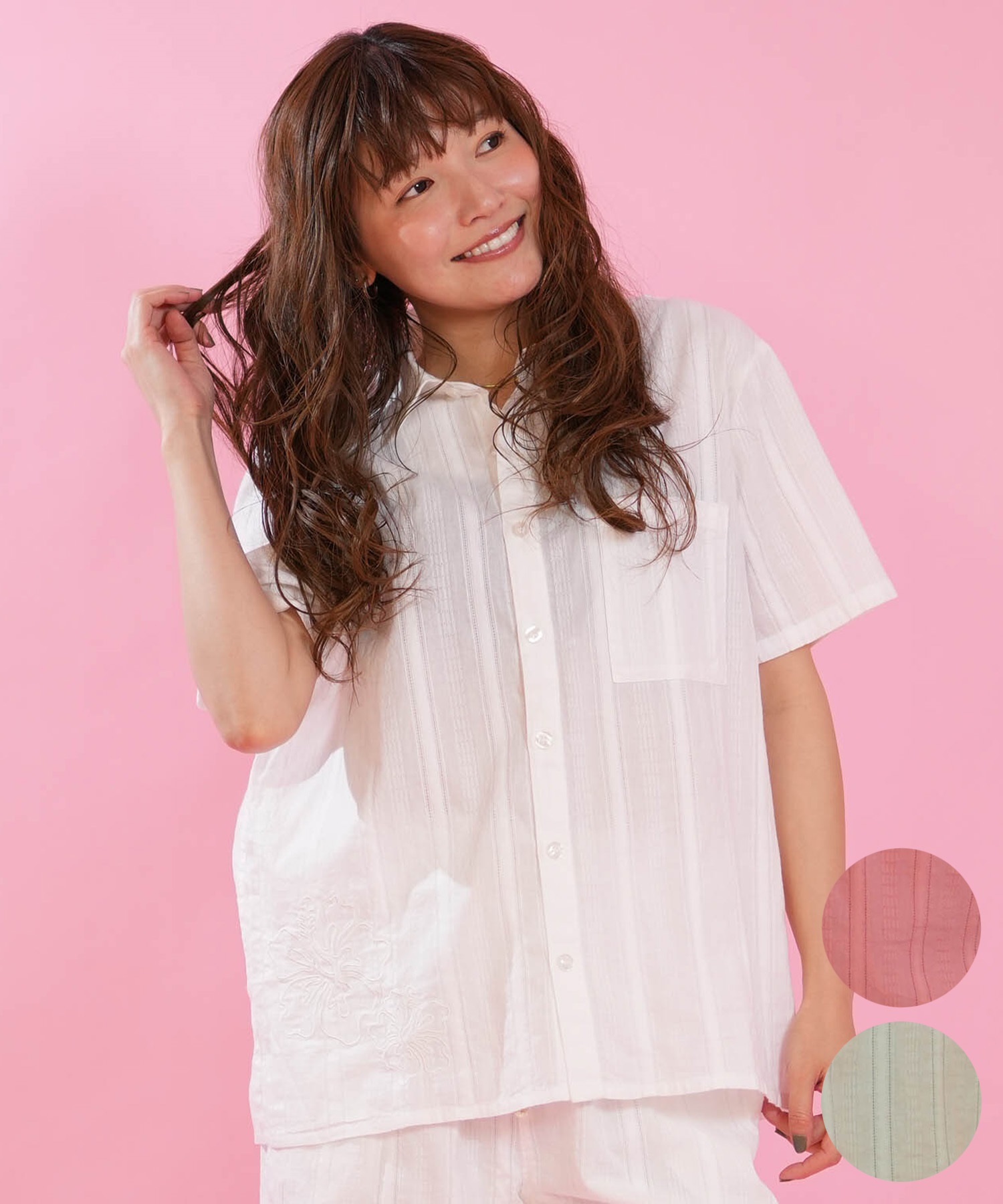 HULALANI フララニ 半袖 シャツ レディース シンプル ワンポイント 刺