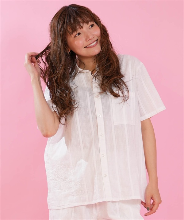 HULALANI フララニ 半袖 シャツ レディース シンプル ワンポイント 刺? 263HU2SH097