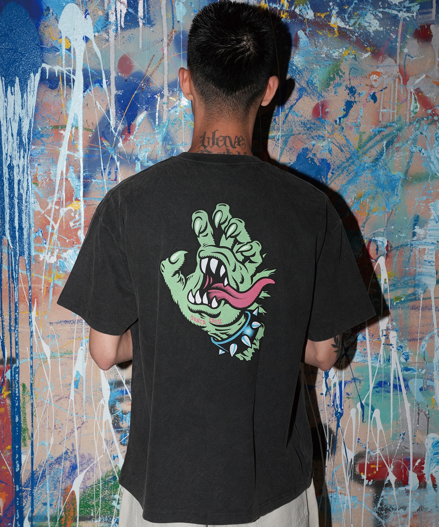 sixh. パイソン スカル ラメ コーティング カットソー 平成 SANTA CRUZ サンタクルーズ 半袖 Tシャツ メンズ バックプリント MEEK