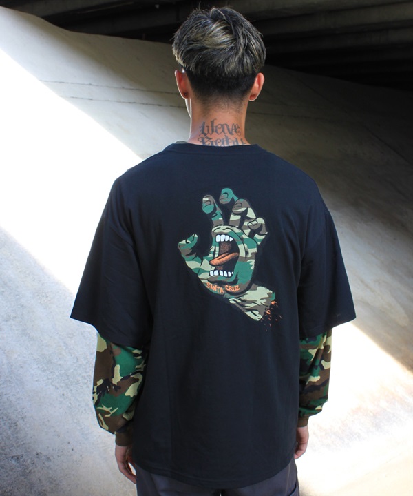 SANTA CRUZ サンタクルーズ 長袖 Tシャツ ロンT メンズ レイヤード 重ね着風 ロゴ バックプリント 袖プリント 502264404 ムラサキスポーツ限定