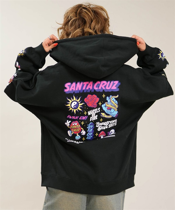 SANTA CRUZ サンタクルーズ ジップアップ パーカー フーディー レディース ロゴ バックプリント 裏起毛 502264333 ムラサキスポーツ限定