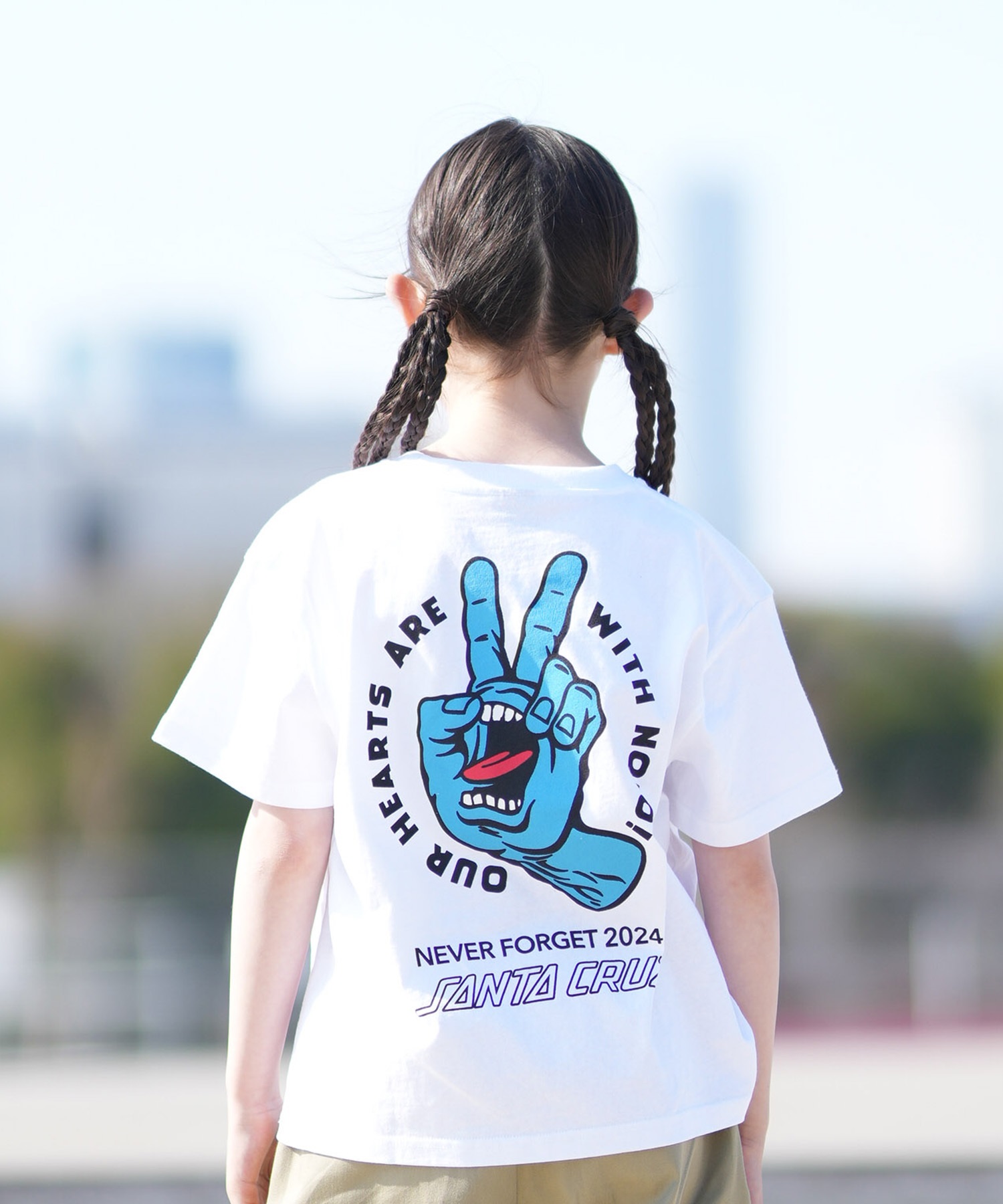 SANTA CRUZ サンタクルーズ 半袖 Tシャツ キッズ ジュニア 子供 バックプリント PEACE FOR NOTO SS TEE 502262409 ムラサキスポーツ限定(WHITE-130cm)