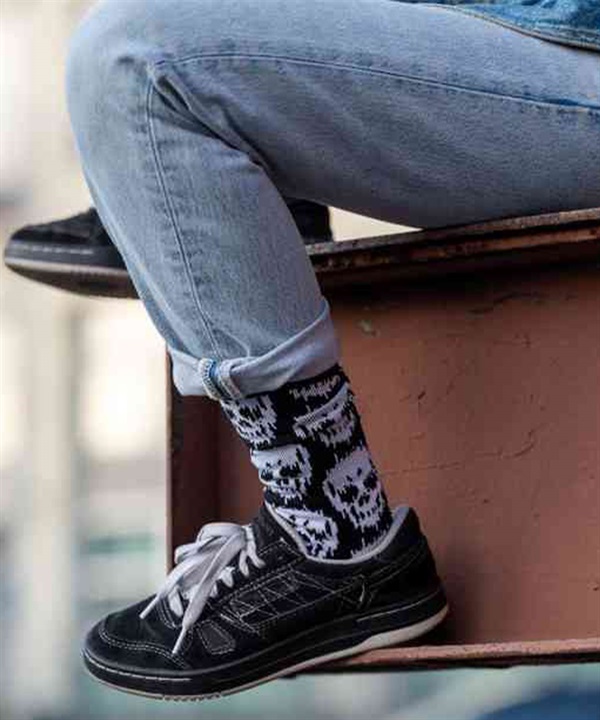 STANCE スタンス ソックス 靴下 STATIC SKULL CREW A556C26STA#BLK
