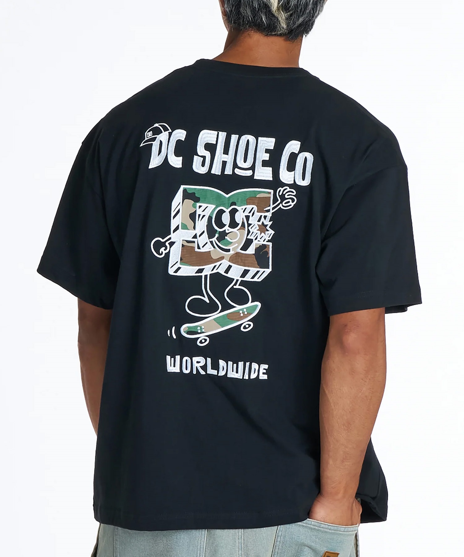 DC ディーシー 半袖 Tシャツ メンズ バックプリント アップリケ