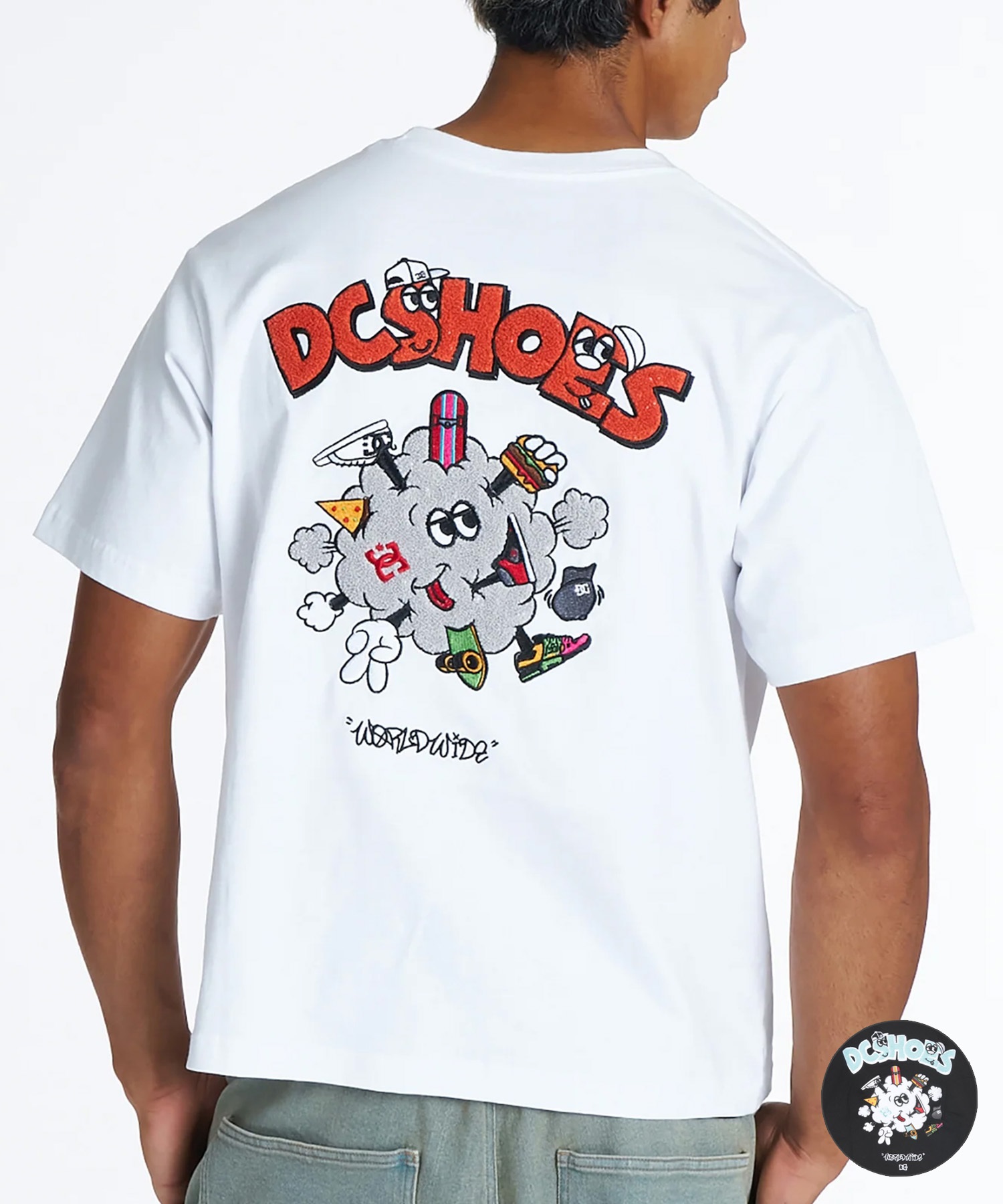 美品90s刺繍 DCSHOECOUSA ゲームシャツ半袖セットアップ上下 B系 DC ディーシー 半袖 Tシャツ メンズ バックプリント サガラ刺繍