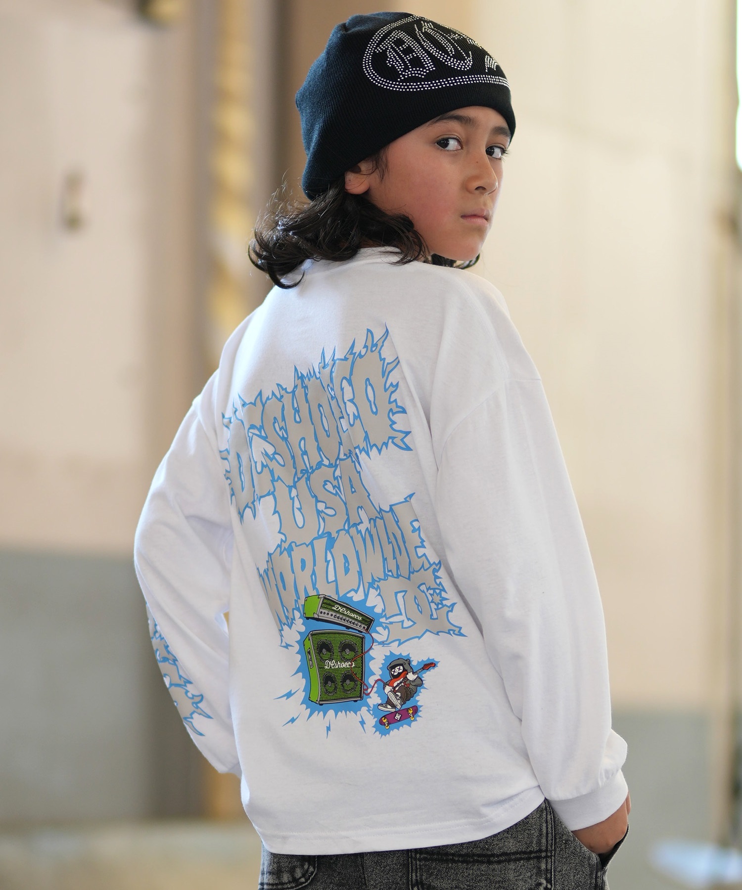 DC ディーシー 長袖 Tシャツ ロンT キッズ 子供 ロゴ バックプリント