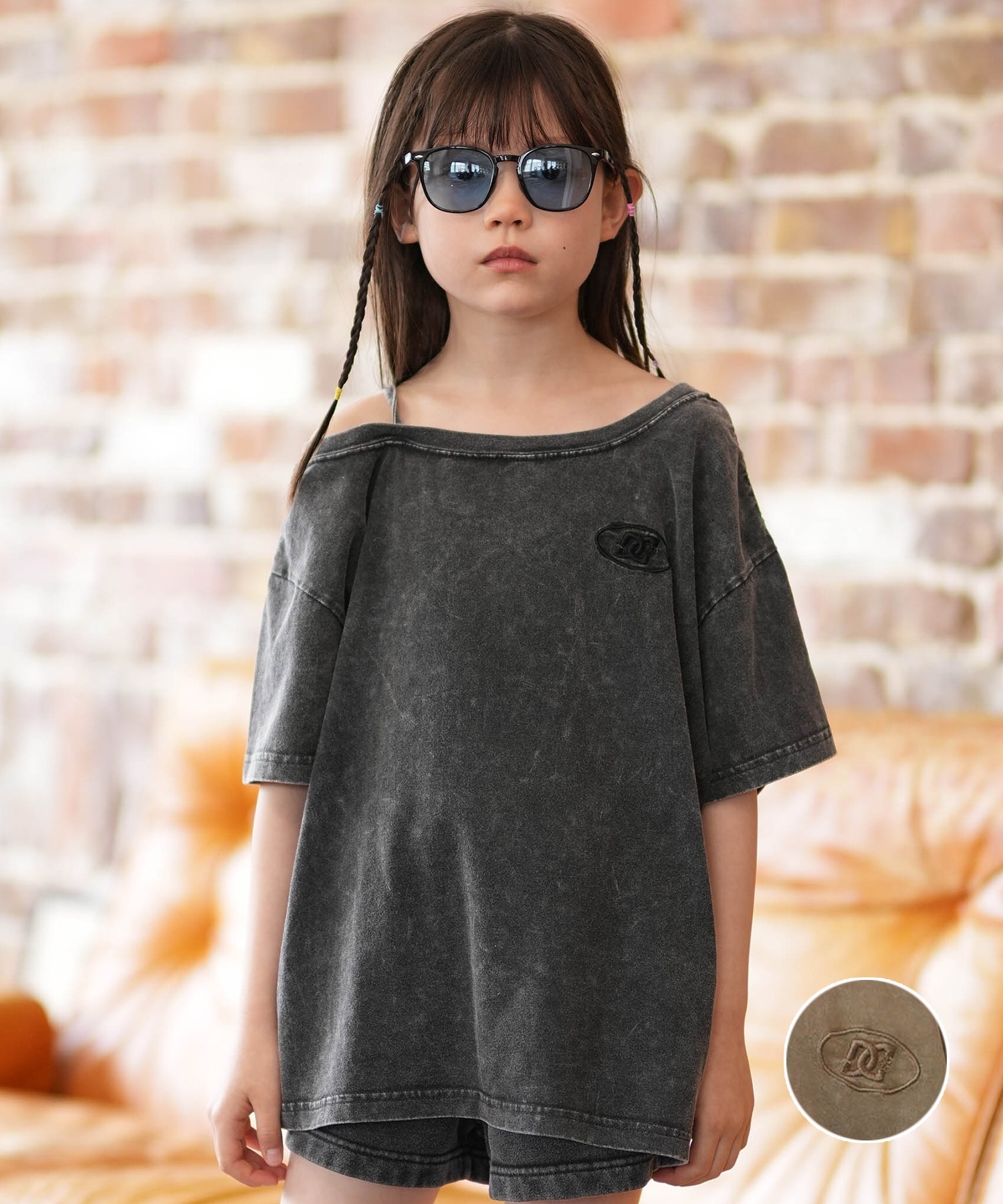 DC ディーシー 半袖 Tシャツ キッズ ワンショルダー 26 KD GS HIDDEN